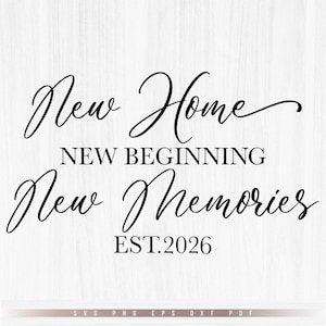 Nouvelle maison nouveau départ nouveau souvenir Svg, fichier Svg est 2025, signe établi Svg, fichier Svg cadeau mariage, nouvelle maison Svg, Svg cadeau, PNG