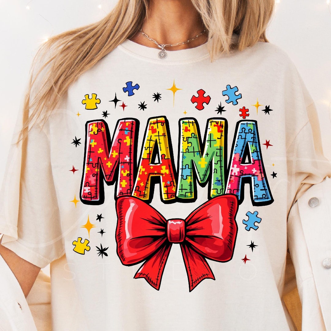 Autism Awareness Mama PNG: Retro Puzzle Design (digital Download) - Etsy