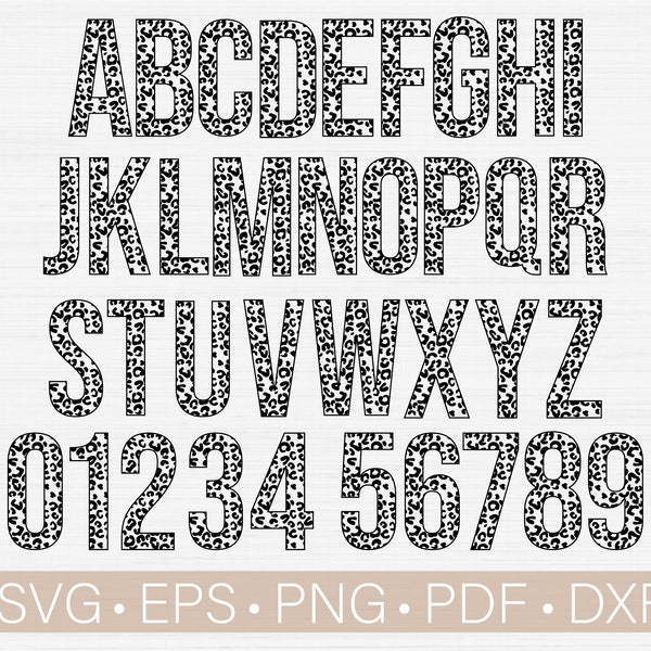 Leopard Font Svg, Cheetah Font Svg, Animal Alphabet Svg, Leopard Print Font Png File Bundle, Numbers Svg, Vintage Font Svg Instant Download