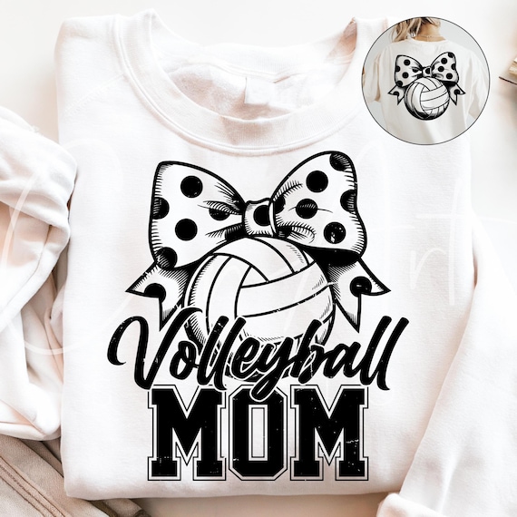Volleyball Mom SVG PNG: Coquette Bow Design, Retro Sports (Digital Download)