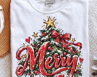 Merry Christmas Tree PNG, Sublimation Digital File