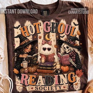 Hot Ghoul Reading Society PNG, Halloween Book Club Shirt, Spooky Reader Sublimation