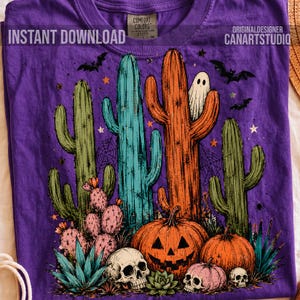 Desert Halloween PNG, Western Cactus Sublimation Design, Commercial Use Digital File