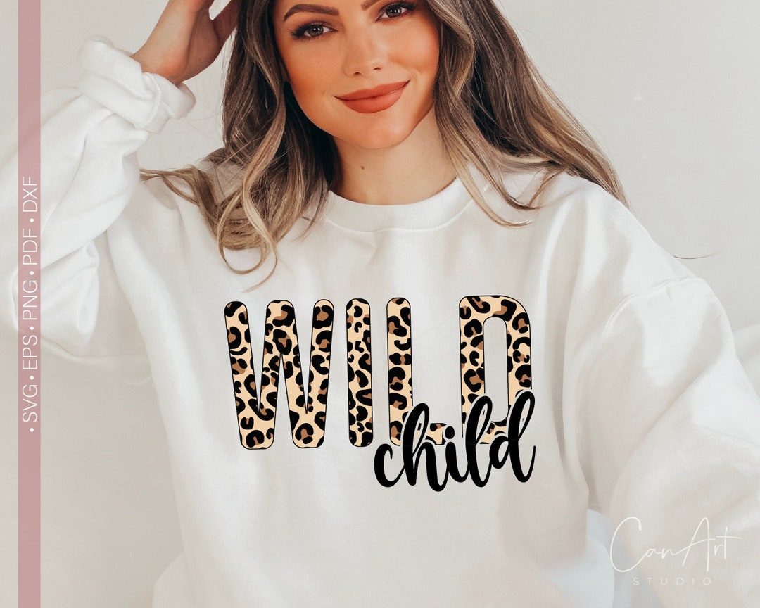Wild Child Svg Png Sublimation Design, Leopard Print, Kids Design