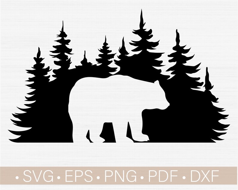 Bear in Forest Svg File Bear in Woods Svg Png eps dxf Etsy