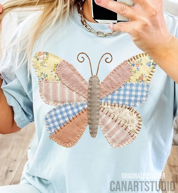 Easter Patchwork Butterfly PNG | Spring Sublimation Design for Crafts