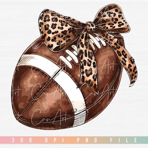 Retro voetbal png, coquette bow sublimatie luipaardprint, strik png, zachte girly png T-shirt print, digitaal bestand clipart downloaden
