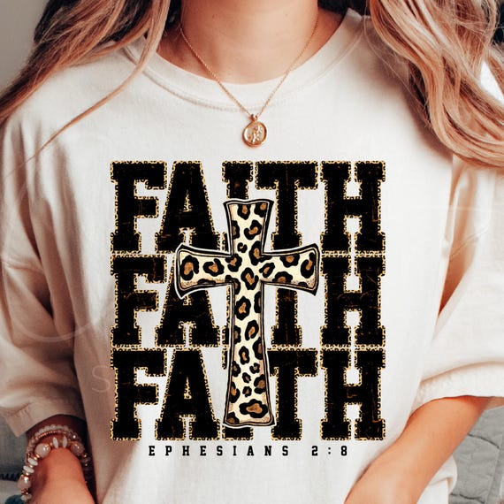 Leopard Print Faith Cross PNG: Christian Shirt Design (Digital Download)
