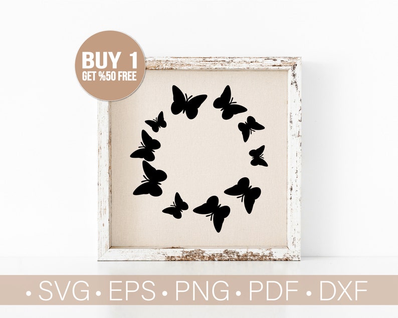 Download Circle Frame Butterfly Silhouette Svg for Cricut Split | Etsy