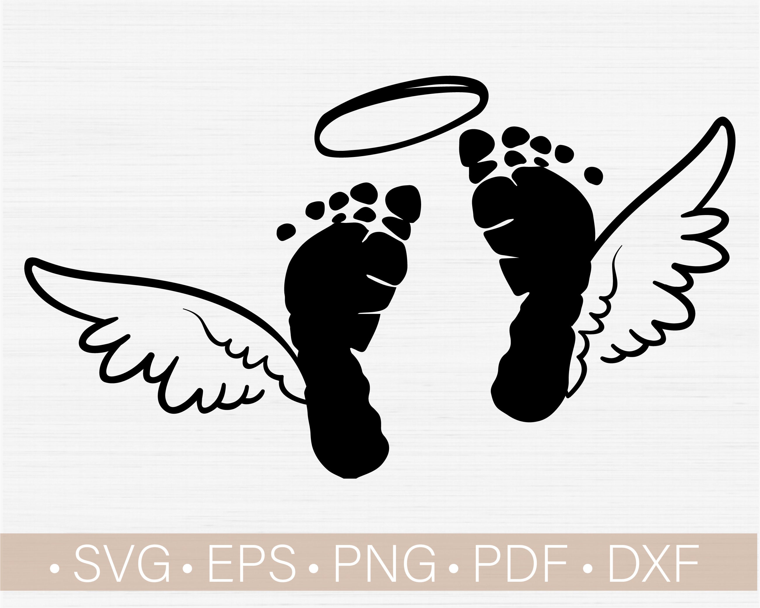 Download Baby Angel Wings Svg for Cricut Cut / Angel Baby Footprint ...