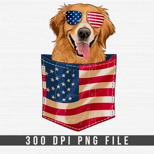 4 de Julho Png, Cachorro Mãe Png, Cachorro Mãe Png, Golden Retriever No Bolso Png Sublimação Camiseta Arquivo De Impressão, Download Digital, Fur Mom Png
