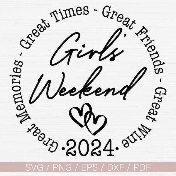 Girls' Weekend 2024 Svg, Girls' Trip 2024 Svg File For Cricut,Great Times, Friends, Wine, Vector Shirt Design,Girls Trip Svg,Png,Eps,Dxf,Pdf