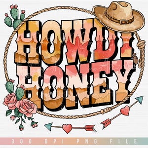 Hola cariño png, día de San Valentín occidental png, diseño de sublimación de camiseta retro de Hola San Valentín, descarga digital campestre, vaquera png