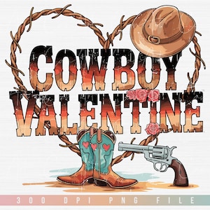 Vaquero San Valentin Png, Camiseta del dia de San Valentin del oeste Png Diseño de sublimacion Retro Country Wild West Png Hola San Valentin Png Vaquera San Valentin