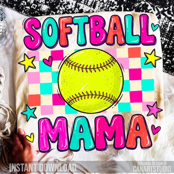 Softball Mama PNG, Softball Mom Shirt Design, Softball Sublimation Shirt Design Game Day Mom Png, Preppy Sports Png Digital File Download