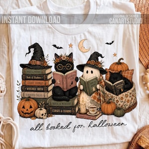 All Booked For Halloween PNG, Spooky Book Lover Shirt Sublimation Design, Digital File image 6