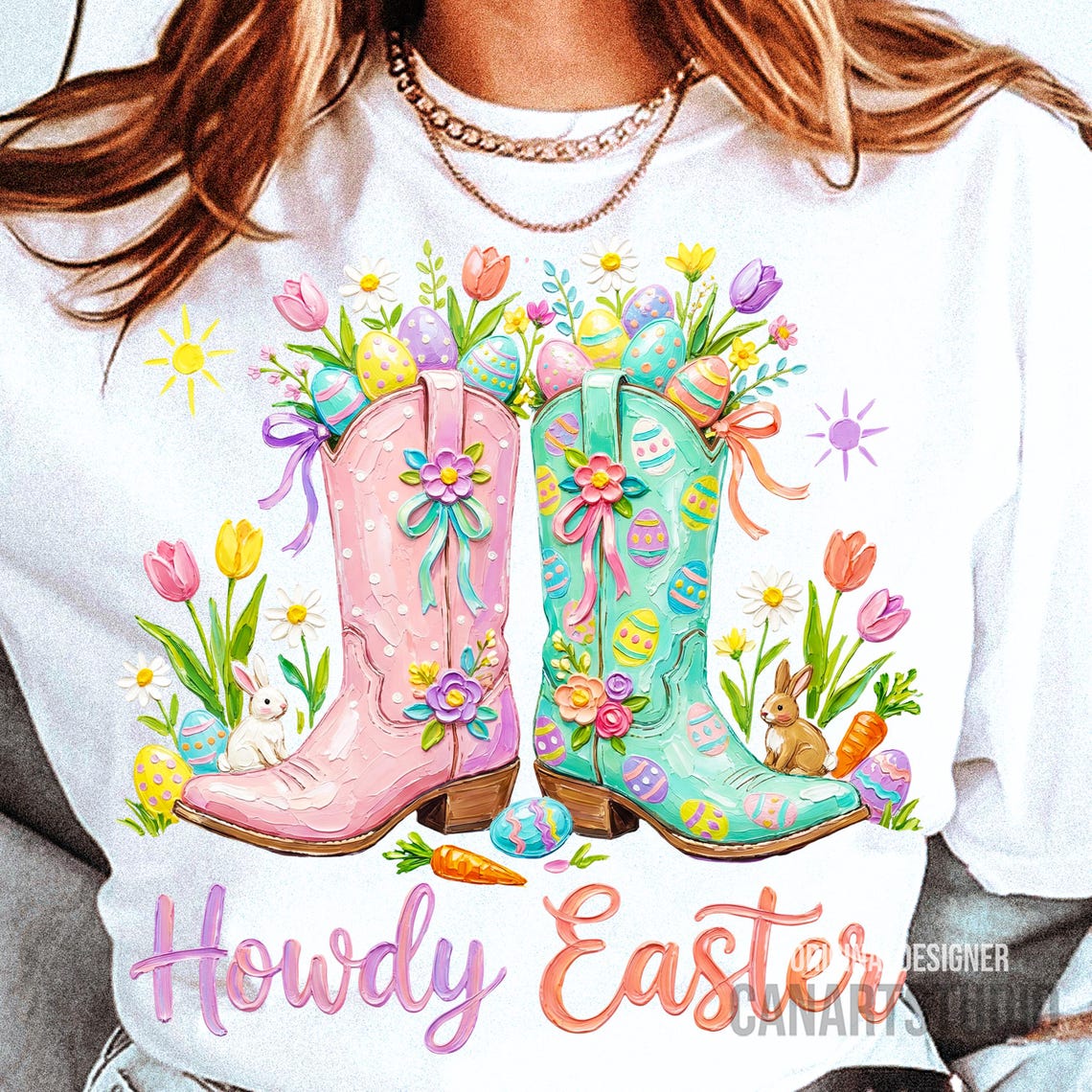 Spring Howdy Howdy Easter Png, Brushstroke Spring Western Bunny Boots Sublimation ...