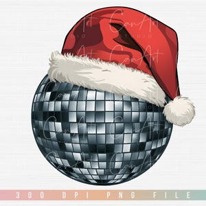 Retro Weihnachts Disco Ball PNG, digitaler Download für Urlaub Dekor, festliche PNG Clipart, Weihnachtsfeier Dekor & Geschenke Sublimation Design