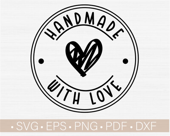 Handmade With Love Svg Files for Cricut, Handmade Svg, Mother's Day Card  Svg, Handdrawn Heart Svg,Small Business Shop Owner Svg for Stickers