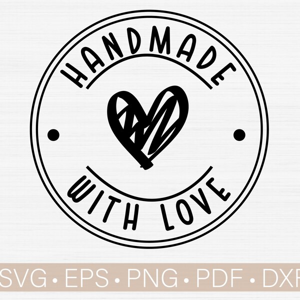 Handmade With Love Svg Files for Cricut, Handmade Svg, Mother's Day Card Svg, Handdrawn Heart Svg,Small Business Shop Owner Svg for Stickers