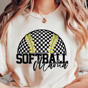 Softball Mama Png, Retro Checkered Softball Png, Sport Mom Png, Game Day Png Sublimation T-Shirt, Mug Designs Digital File Instant Download image 4