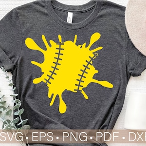 Softball Splatter Svg, Softball Svg,Png,Eps,Dxf,Pdf, Softball Paint Splash Vector Clipart, Silhouette File Digital Cut Instant Download