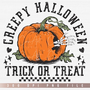 Trick Or Treat Png, Creepy Halloween Png Sublimation Designs, Retro Halloween Png, Spooky Png for DIY Crafts, Spooky Season Png Download