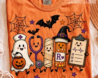 Halloween Nurse Crew PNG, Spooky Medical Sublimation Shirt Design