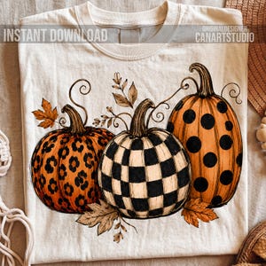 Leopard Pumpkin PNG, Buffalo Plaid Fall Shirt Design, Autumn Pumpkin Sublimation