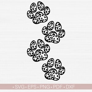 Hondenpootafdrukken Svg Png, Leopard Print Svg, kat Svg, hond Svg, Animal Paw Print Svg-bestand knippen voor Cricut, silhouet Eps Dxf Pdf-bestand voor snijden
