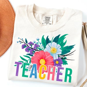 Floral Teacher PNG: Back to School Shirt Design (Digital Download)