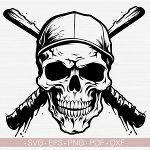 Calavera de béisbol Svg Png, Archivo de corte Svg del logotipo de béisbol para Cricut, Transferencia de diseño de camiseta con impresión por sublimación, Descarga de Svg de ropa de fanático del béisbol