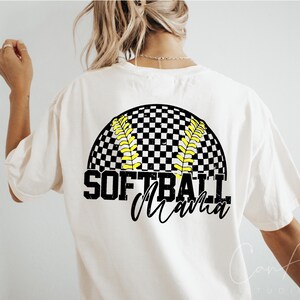 Softball Mama Png, Retro Checkered Softball Png, Sport Mom Png, Game Day Png Sublimation T-Shirt, Mug Designs Digital File Instant Download image 5