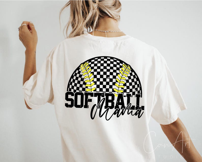 Softball Mama Png, Retro Checkered Softball Png, Sport Mom Png, Game Day Png Sublimation T-Shirt, Mug Designs Digital File Instant Download image 5