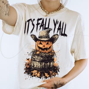 秋だよPNG、カントリー秋のパンプキン昇華Tシャツデザイン、素朴な秋のグランジPNG、南部のハロウィーンの美的グラフィックデジタル