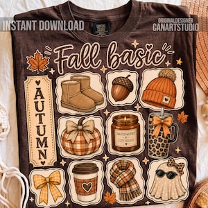 Fall Basic PNG, Cozy Autumn Coquette Collage Sublimation Design