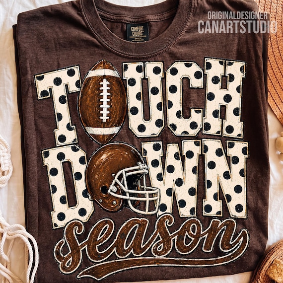 Touchdown Season PNG, Polka Dot Football and Helmet Game Day Design, Sublimation Digital File