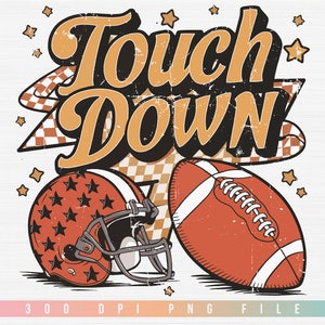 Touchdown png, retro voetbal png sublimatie ontwerpen, wedstrijddag png, voetbalscore digitaal png-bestand, voetbalseizoenshirt direct downloaden
