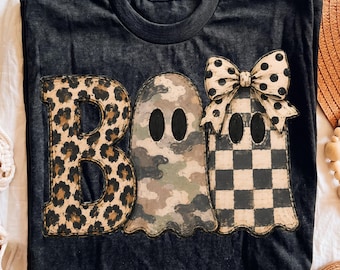 Camo Boo PNG, Camouflage Halloween Ghost Sublimation Shirt Design