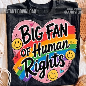Achtung der Rechte PNG | Regenbogen Gleichheit Shirt Design | Große Fächer Grafik