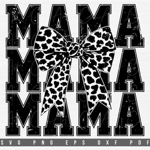 Retro Mama Leopard Bow SVG PNG: noodlijdende moeder leven ontwerp (digitale download)