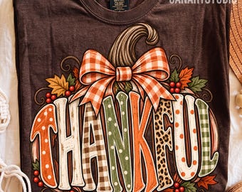 Thankful PNG, Preppy Thanksgiving Sublimation Digital File