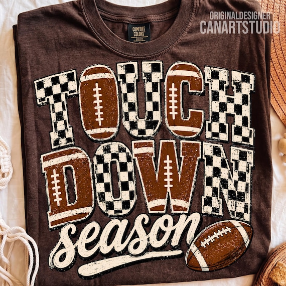 Touchdown Season PNG, Checkered Football Design, Sublimation Digital File