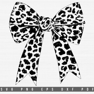 Coquette Bow Svg Png, file di taglio Svg con stampa leopardata per Cricut, fiocco di nastro femminile Svg, silhouette Png, file digitale download immediato vettoriale