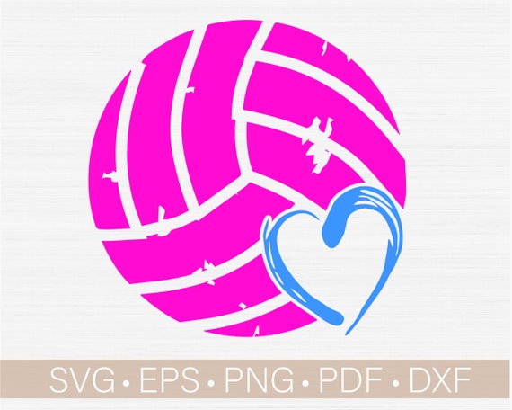 Volleyball Svg with Heart Volleyball Vector Clipart Cut | Etsy