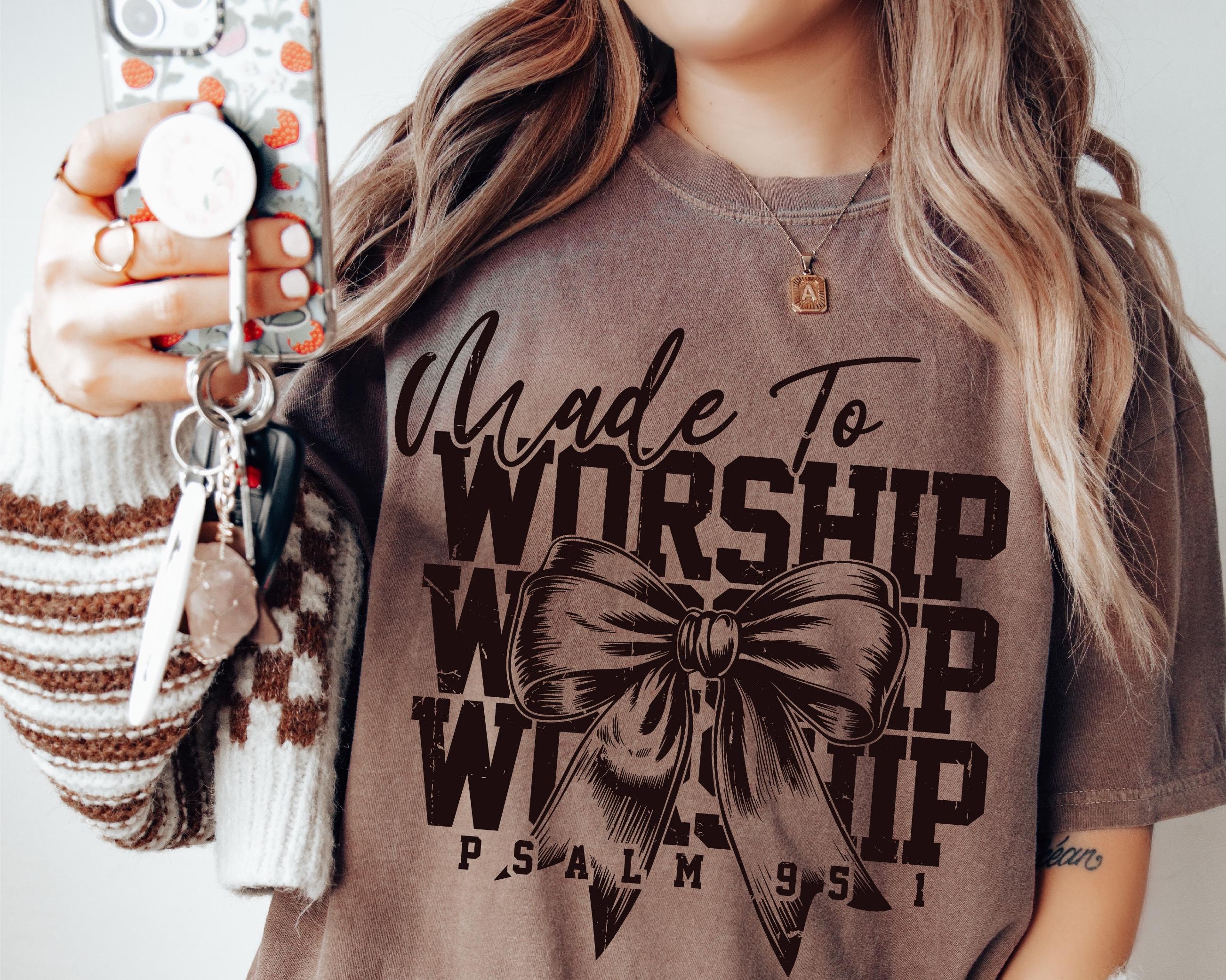 Made To Worship SVG PNG: Retro Christian Shirt Design (Digitale Datei)