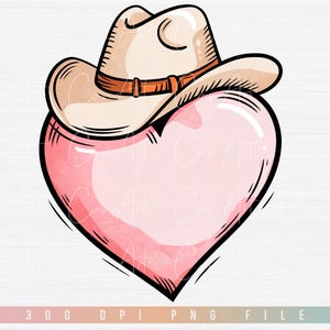Cuore Png, Western Valentine's Day Png Clipart, Design a sublimazione Cuore con cappello da cowboy, Be My Valentine Png, Download di file digitali