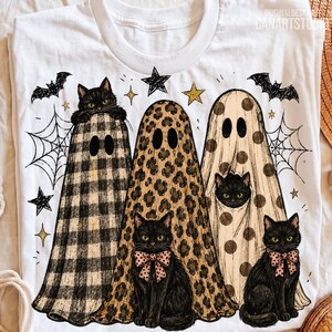 Halloween Ghost Cat PNG, Black Cat Sublimation Digital File image 4