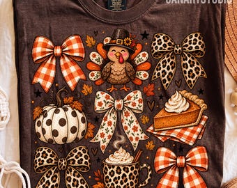 Thanksgiving Bow PNG, Preppy Fall Sublimation Digital File