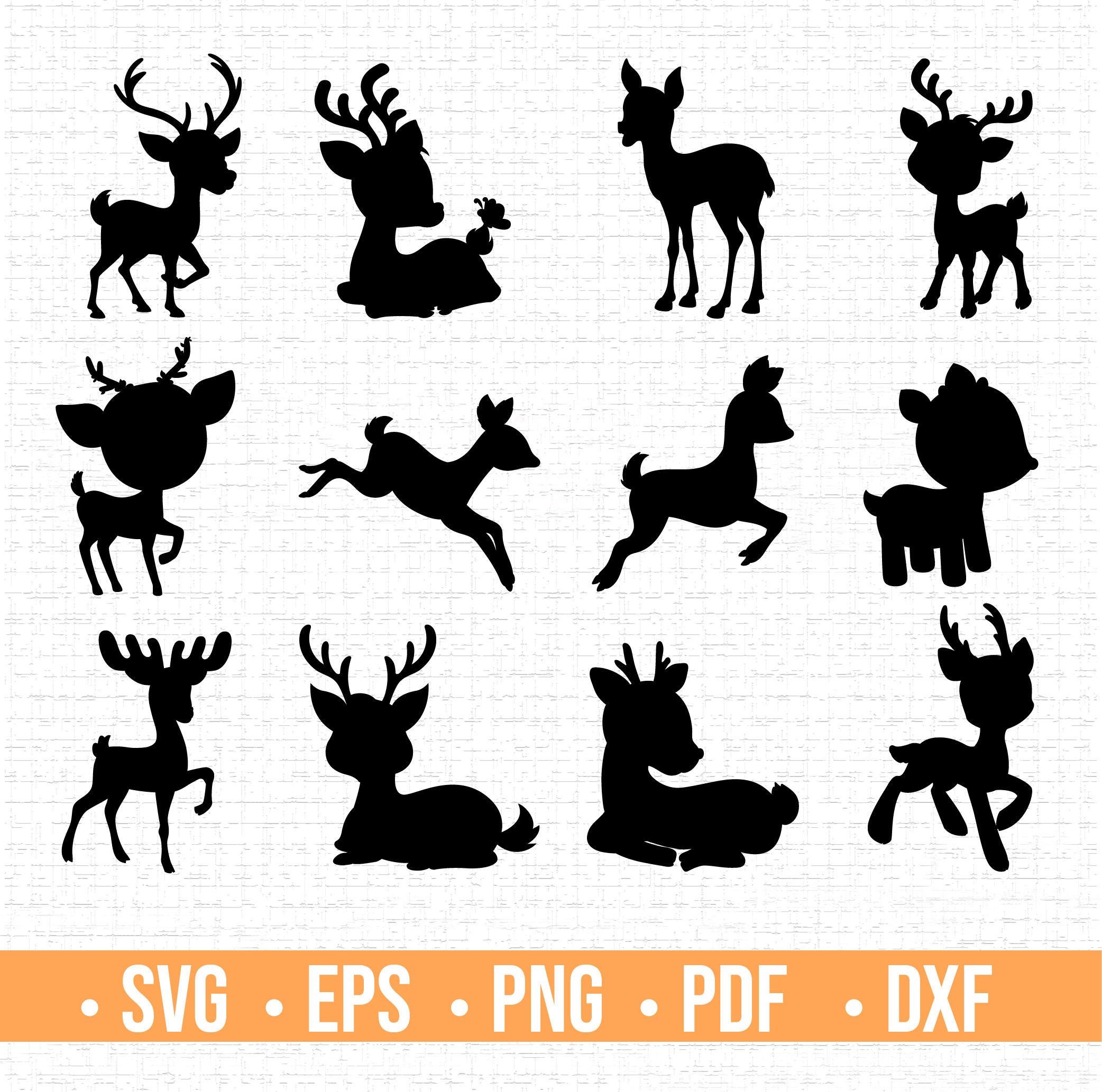 Cute Baby Deer Silhouette Svg Bundle Set Files for Etsy
